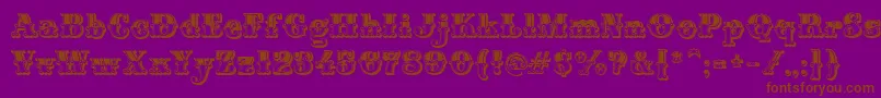 MontiDecorB-Schriftart – Braune Schriften auf violettem Hintergrund