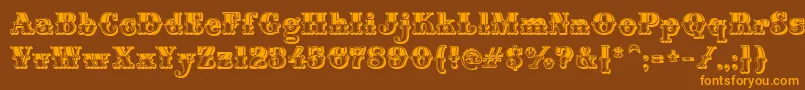 MontiDecorB Font – Orange Fonts on Brown Background