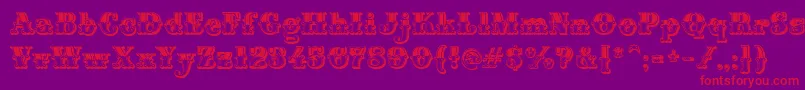 MontiDecorB-fontti – punaiset fontit violetilla taustalla