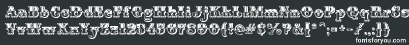 MontiDecorB-fontti – valkoiset fontit mustalla taustalla