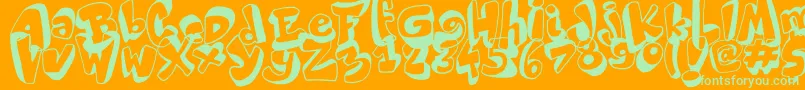 WorldBlackShadow Font – Green Fonts on Orange Background
