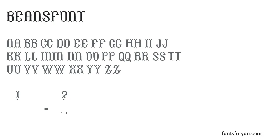 Czcionka Beansfont – alfabet, cyfry, specjalne znaki