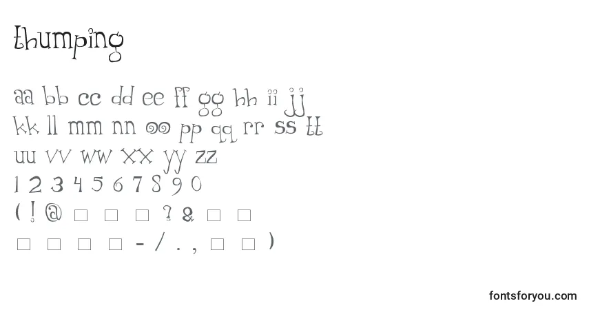 Czcionka Thumping – alfabet, cyfry, specjalne znaki