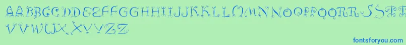 Fishhooks-Schriftart – Blaue Schriften auf grünem Hintergrund