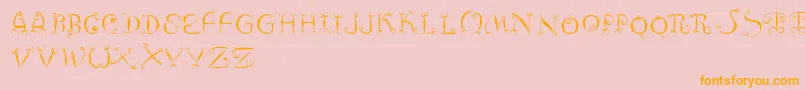 Fishhooks-Schriftart – Orangefarbene Schriften auf rosa Hintergrund