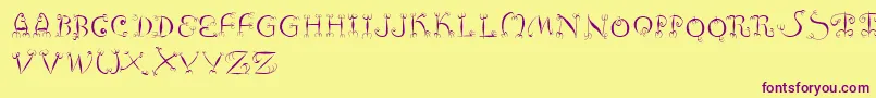 Fishhooks-Schriftart – Violette Schriften auf gelbem Hintergrund