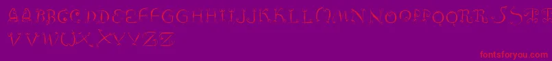 Fishhooks-Schriftart – Rote Schriften auf violettem Hintergrund