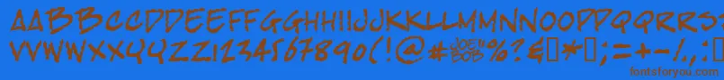 Bobtag Font – Brown Fonts on Blue Background