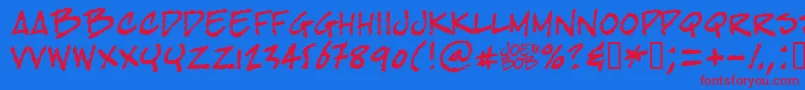 Bobtag Font – Red Fonts on Blue Background