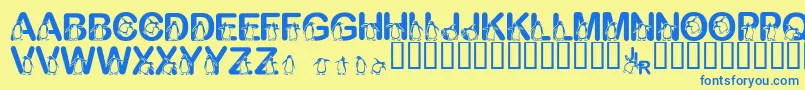 FlPenguin Font – Blue Fonts on Yellow Background