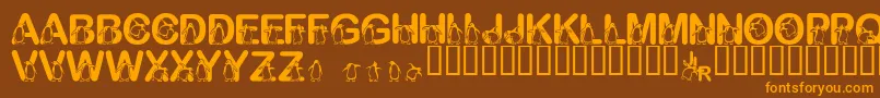 FlPenguin Font – Orange Fonts on Brown Background