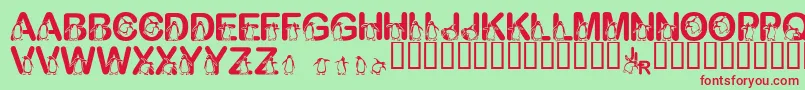 FlPenguin Font – Red Fonts on Green Background