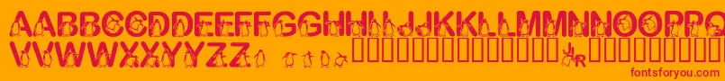 FlPenguin-Schriftart – Rote Schriften auf orangefarbenem Hintergrund