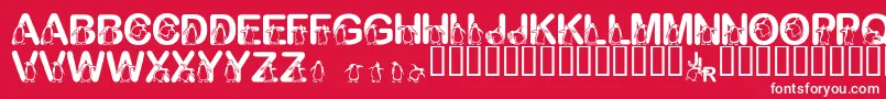 フォントFlPenguin – 赤い背景に白い文字