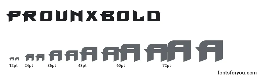 Размеры шрифта ProunxBold