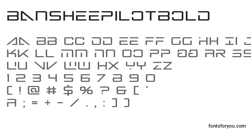 Czcionka Bansheepilotbold – alfabet, cyfry, specjalne znaki