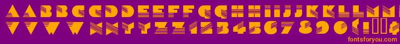 Wenatchee-Schriftart – Orangefarbene Schriften auf violettem Hintergrund
