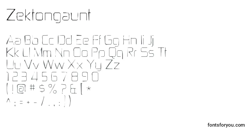 A fonte Zektongaunt – alfabeto, números, caracteres especiais