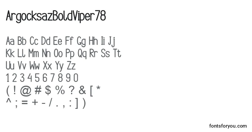 Шрифт ArgocksazBoldViper78 – алфавит, цифры, специальные символы