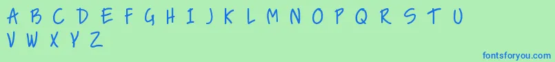 NiceLoveTheSimpleFont-Schriftart – Blaue Schriften auf grünem Hintergrund