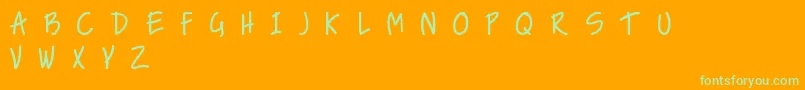 フォントNiceLoveTheSimpleFont – オレンジの背景に緑のフォント