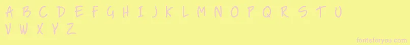 NiceLoveTheSimpleFont-fontti – vaaleanpunaiset fontit keltaisella taustalla