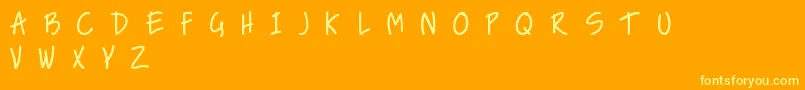 NiceLoveTheSimpleFont-Schriftart – Gelbe Schriften auf orangefarbenem Hintergrund