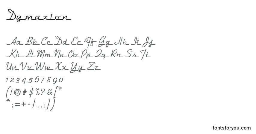 Czcionka Dymaxion – alfabet, cyfry, specjalne znaki