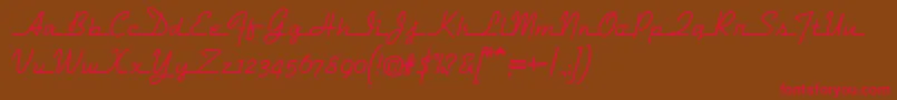 Dymaxion Font – Red Fonts on Brown Background