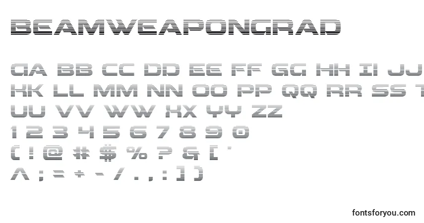 A fonte Beamweapongrad – alfabeto, números, caracteres especiais
