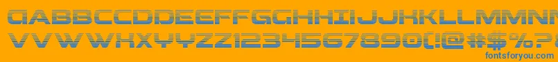 Beamweapongrad-Schriftart – Blaue Schriften auf orangefarbenem Hintergrund