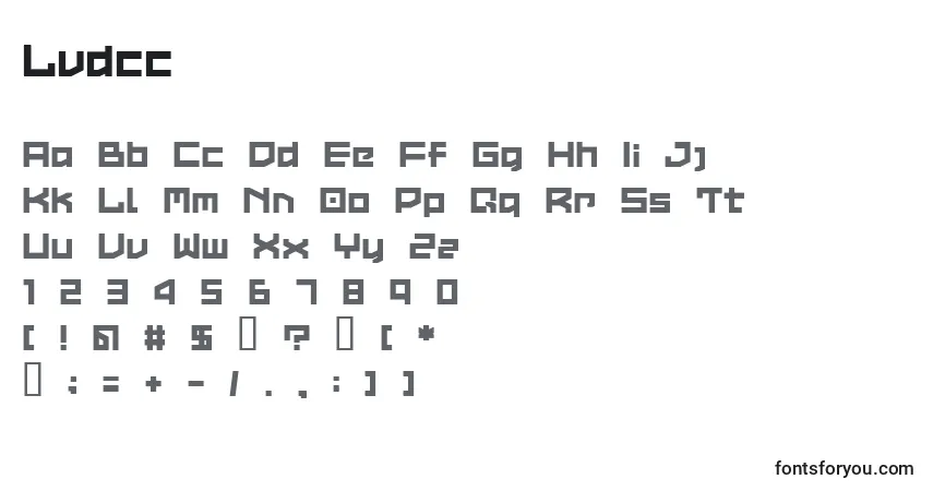 Schriftart Lvdcc – Alphabet, Zahlen, spezielle Symbole