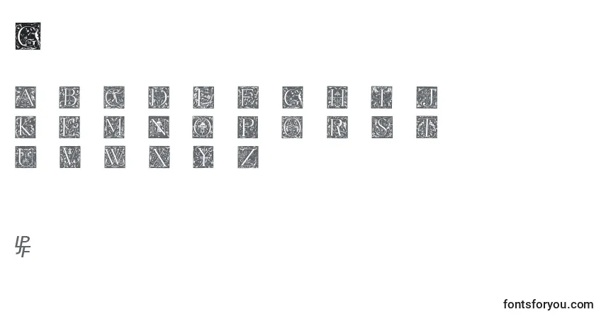 Schriftart Grimeswade – Alphabet, Zahlen, spezielle Symbole