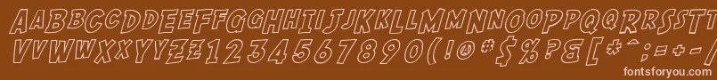 Fonte SfComicScriptOutline – fontes rosa em um fundo marrom