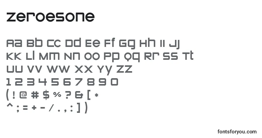 Zeroesone Font – alphabet, numbers, special characters