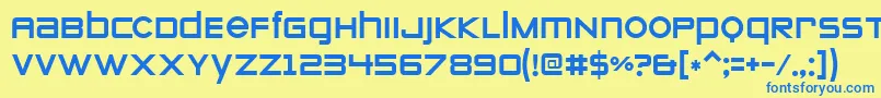 フォントZeroesone – 青い文字が黄色の背景にあります。