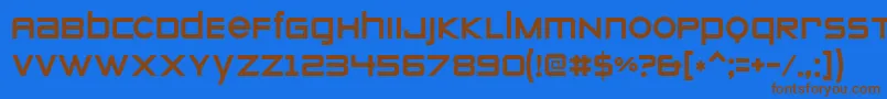 フォントZeroesone – 茶色の文字が青い背景にあります。