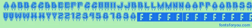 フォントMetalVampire – 青い文字は緑の背景です。