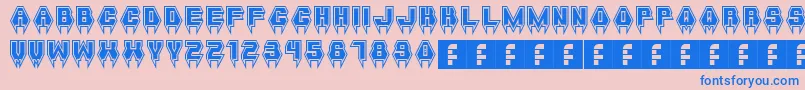 MetalVampire Font – Blue Fonts on Pink Background