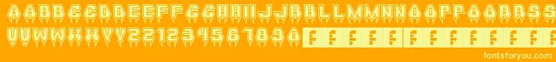 MetalVampire-fontti – keltaiset fontit oranssilla taustalla