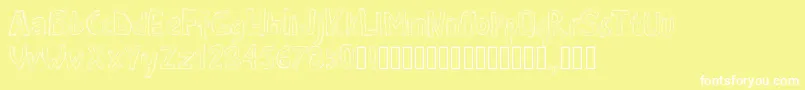 Pwroughs-Schriftart – Weiße Schriften auf gelbem Hintergrund
