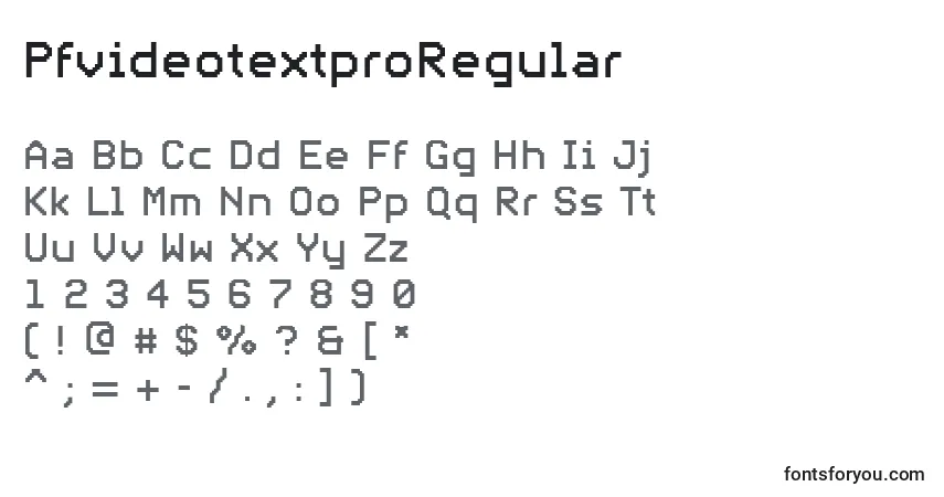 Шрифт PfvideotextproRegular – алфавит, цифры, специальные символы