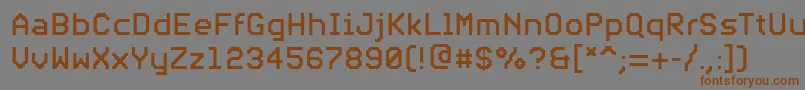 フォントPfvideotextproRegular – 茶色の文字が灰色の背景にあります。