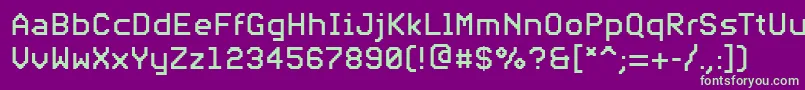 PfvideotextproRegular-Schriftart – Grüne Schriften auf violettem Hintergrund