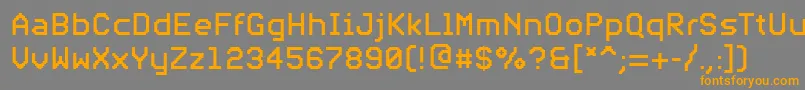 フォントPfvideotextproRegular – オレンジの文字は灰色の背景にあります。