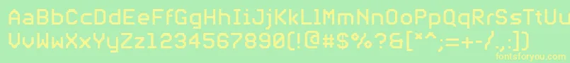 フォントPfvideotextproRegular – 黄色の文字が緑の背景にあります