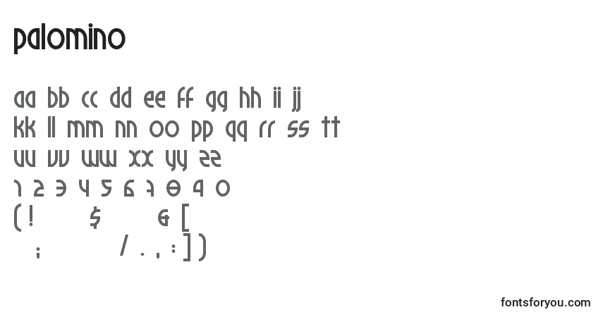 Palomino-fontti – aakkoset, numerot, erikoismerkit