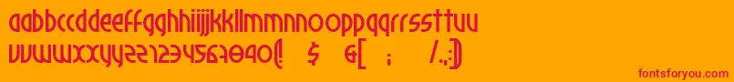 Palomino-Schriftart – Rote Schriften auf orangefarbenem Hintergrund