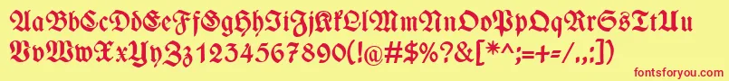 フォントWieynckfrakturFettunz1l – 赤い文字の黄色い背景