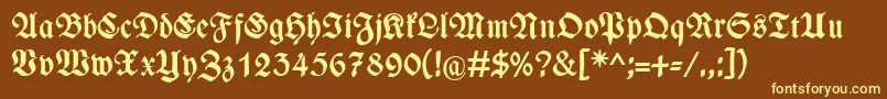 Fonte WieynckfrakturFettunz1l – fontes amarelas em um fundo marrom